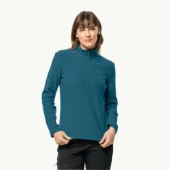 Jack Wolfskin Taunus Half Zip Womens Micro Fleece Blue Coral.
